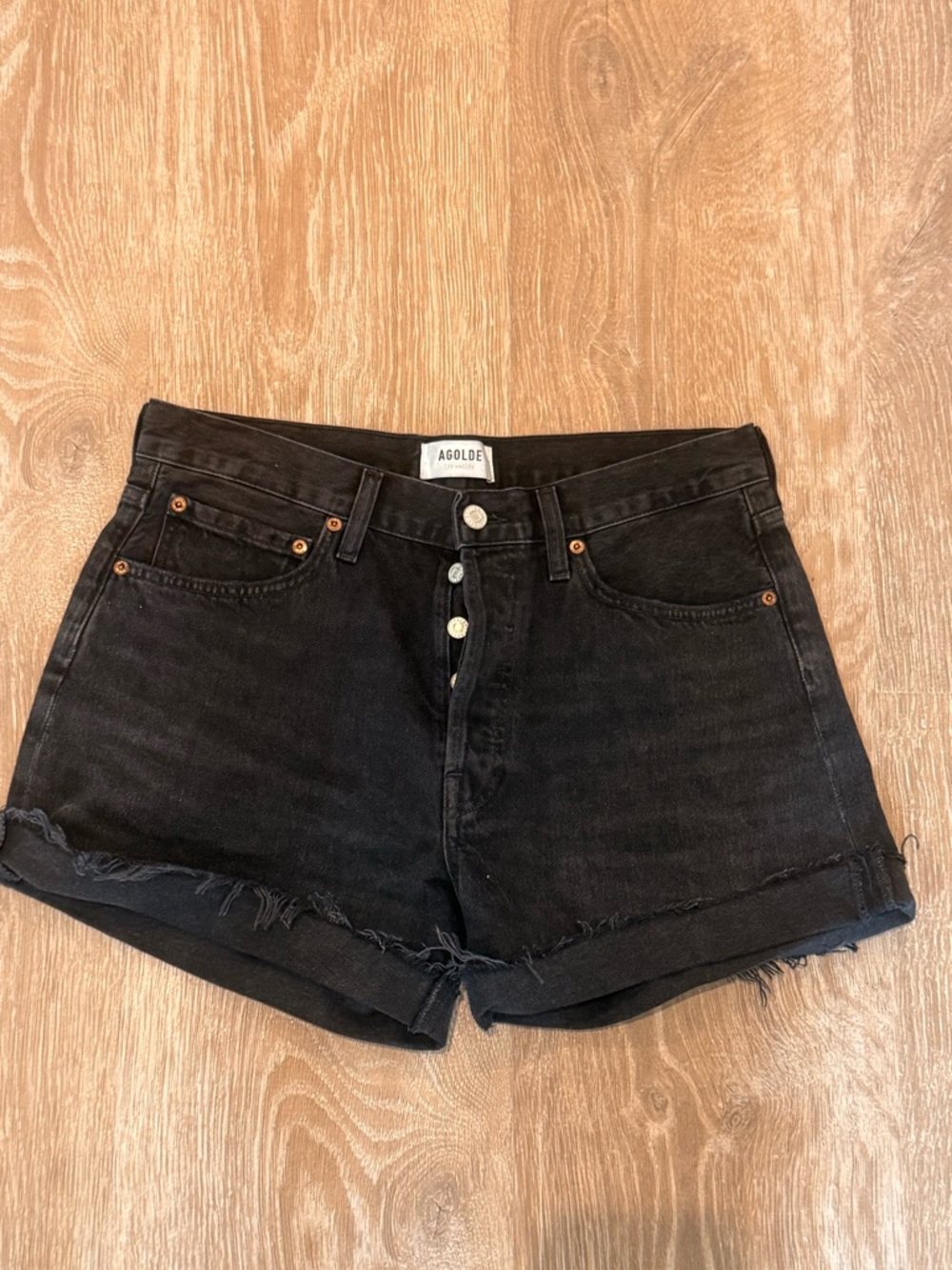 Agolde Shorts 29 Parker  Cut-Off Button Fly Raw Hem Organic